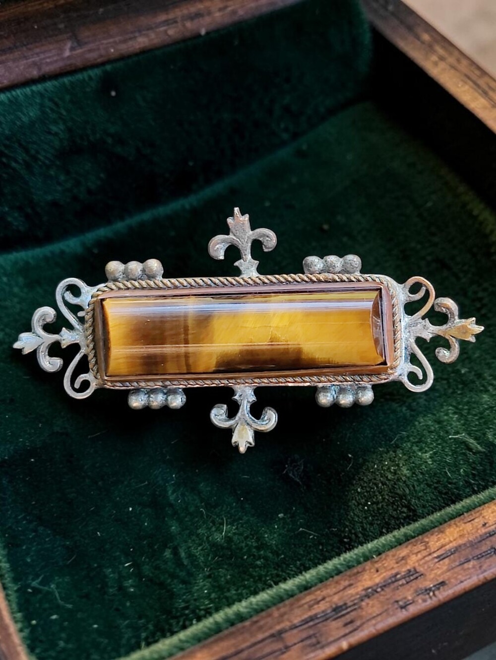 Antique Georgian 1800s Tigers Eye Brooch